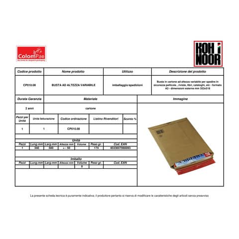 Buste rigida per spedizioni ColomPac in cartone ondulato f.to 35,3x51,8 cm avana CP010.08